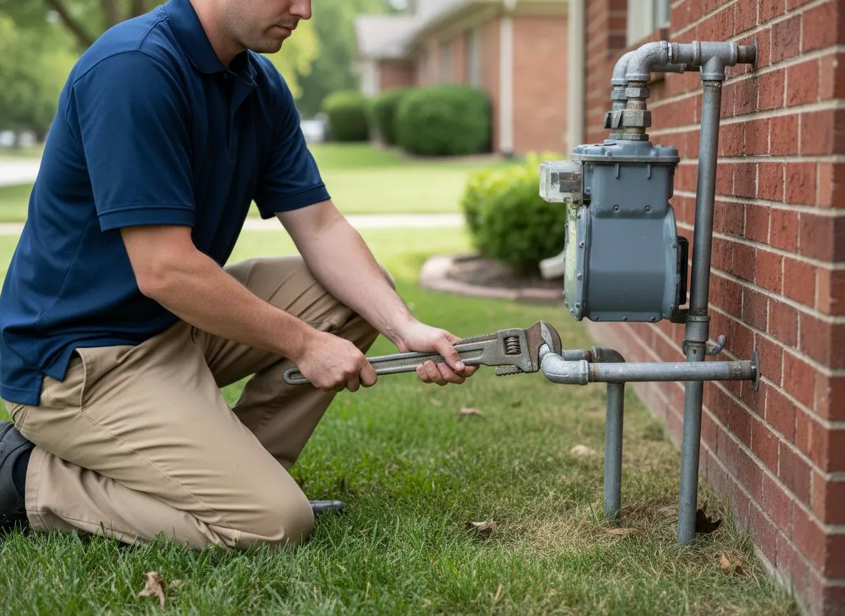 Plumber servicing a gas line in San Angelo & Abilene, TX