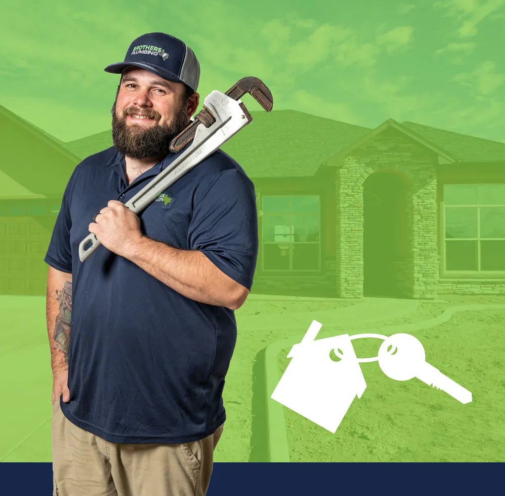 Brothers Plumbing technician ready to help new homeowners in San Angelo & Abilene, TX